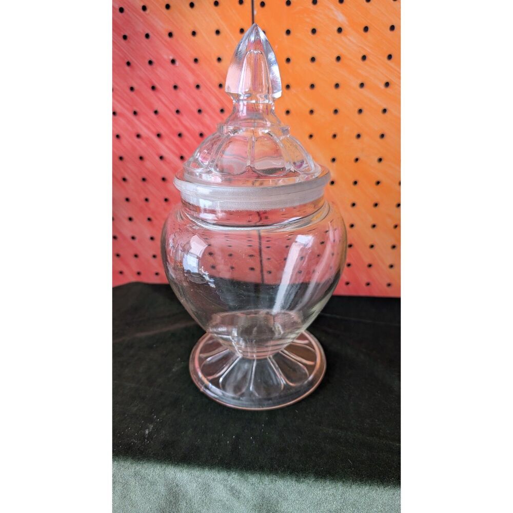 Vintage Clear Glass Apothecary Jar with fitted Lid